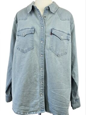 Levi’s Women’s Light Blue Denim Pearlsnap Button-down Shirt Long Sleeve Western